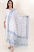 Kota Doria Dupatta In Block Print
